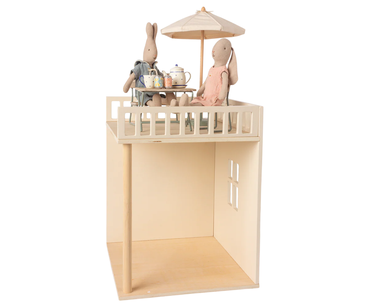 Set da giardino in miniatura - Tavolo con sedia e panca