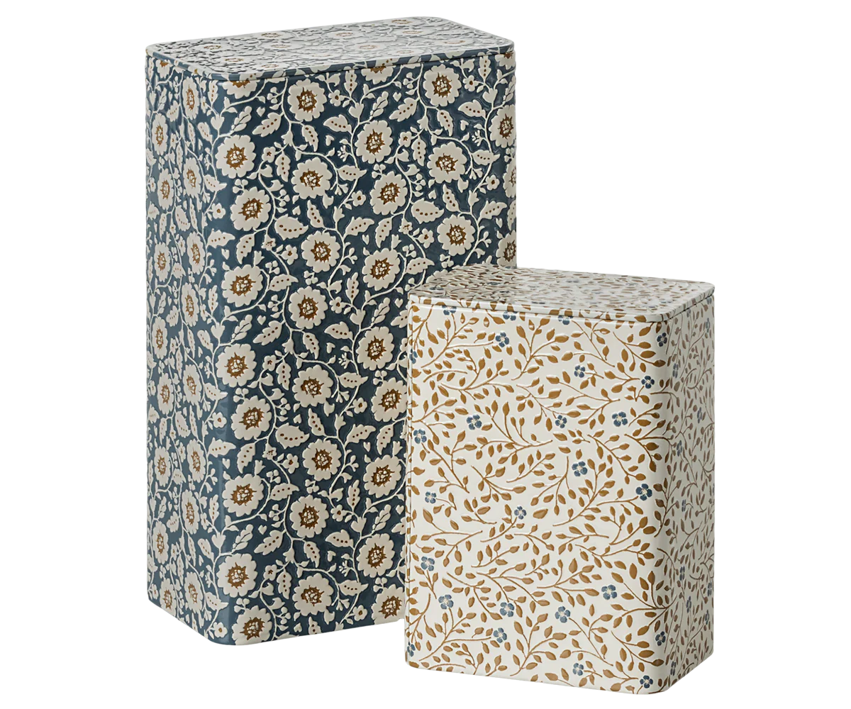 Scatola di metallo, Fiori - set da 2 pezzi