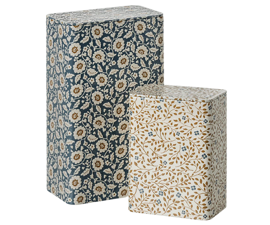Scatola di metallo, Fiori - set da 2 pezzi